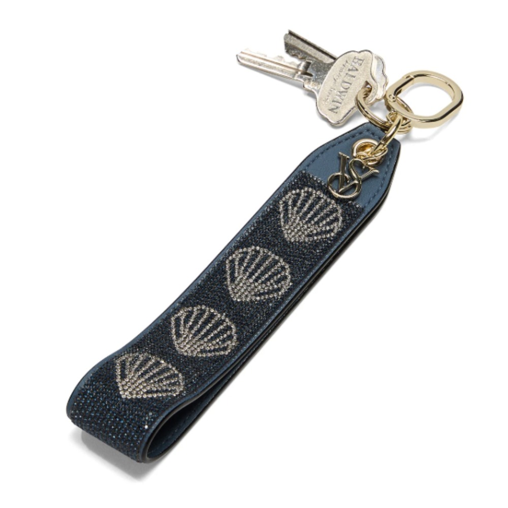 Victoria's Secret Blue Wristlet Strap Keychain‎ Moonlight Blue Shell Bag Charm